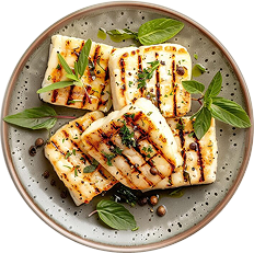 Grilled halloumi + veggies